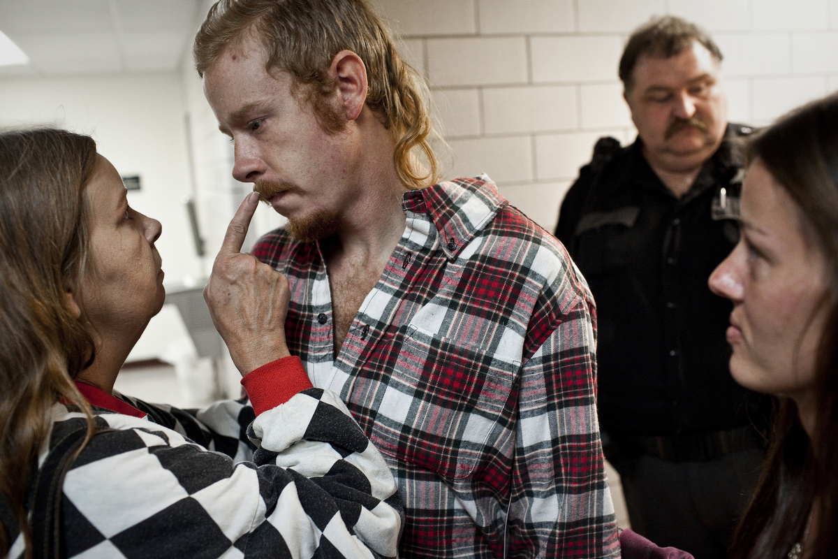 Shelia Simmons confronts her son, Travis, after he was released on bond. Travis's grandfather put his home's mortgage up for the bail money required to prevent Travis from returning to jail. "This is the last time," Shelia said. "I'm not coming back here if you get in trouble, no more."